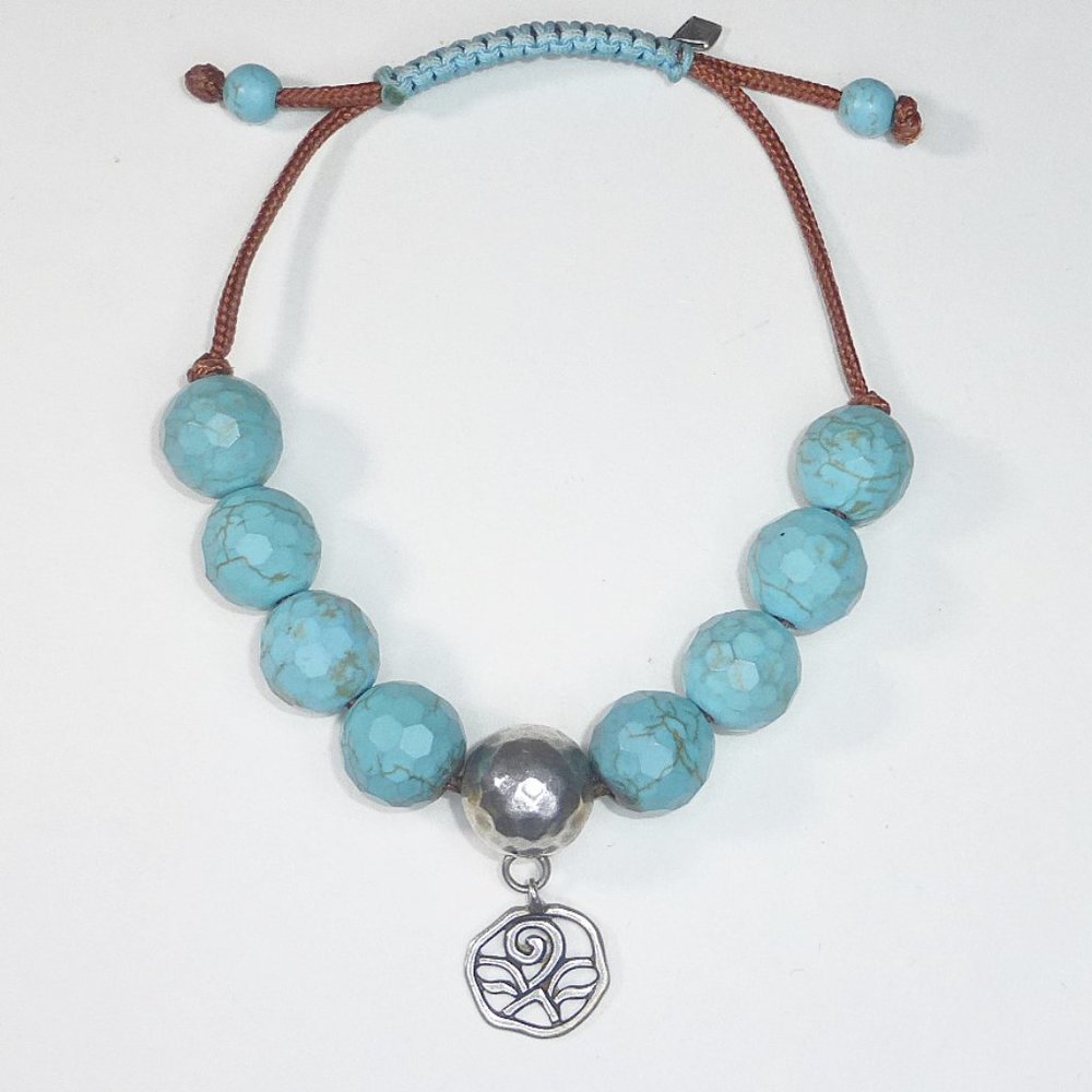 Silpada B2810 Blue Bead Sliding Clasp Bracelet Adjustable Sterling Silver